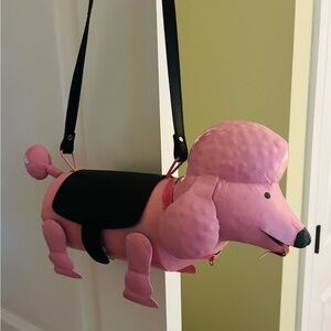 Pink Poodle Shaped Metal Handbag